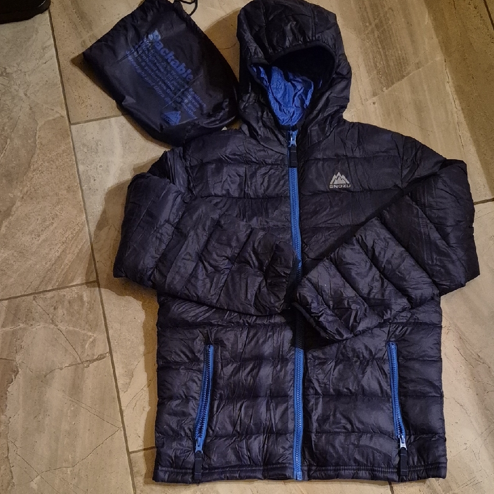 Snozu Dark Blue Puffer Jacket with Bag